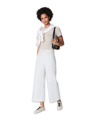SPANXshape" Original EveryWear Cropped Wide Leg Jeans Size XL (16) Color Chalk
